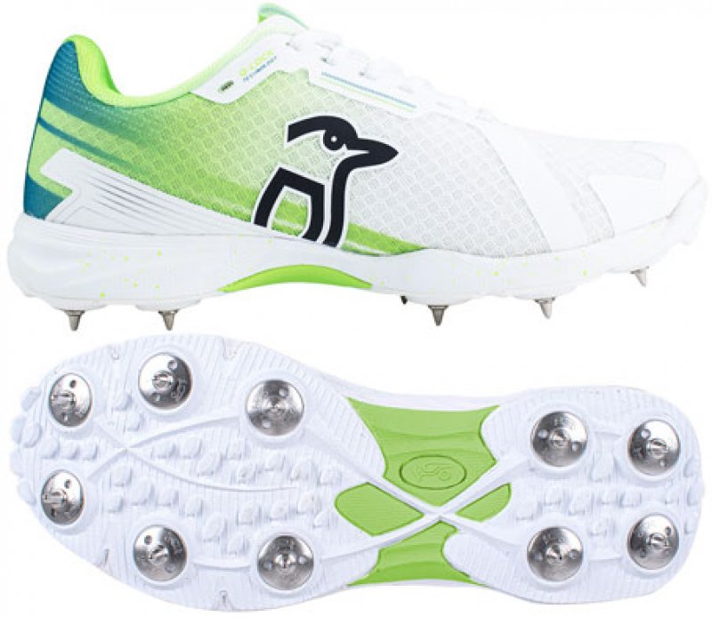 Kookaburra KC 2.0 Spike Cricket Shoes (White/Lime)